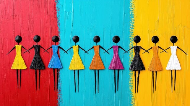 Modern abstract painting of unity and cultural pride in celebration scenes. High Quality