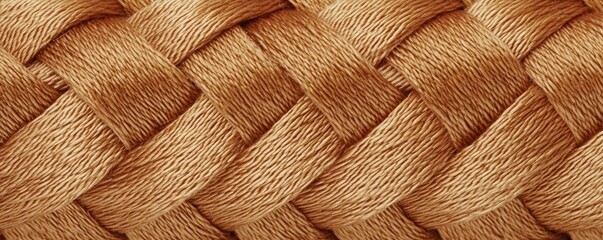 Close-up of Interwoven Light Brown Threads Textured Braided Pattern, Macro Photography, Woven Fabric Texture, Braid