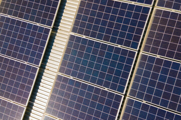 Photovoltaic panels for producing clean ecological electric energy. Commercial building with solar...