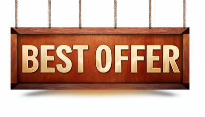 Sign -BEST OFFER- banner text isolated on white background