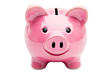 a pink piggy bank with a white background