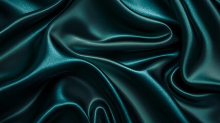 Obraz premium Dark Teal Silk Drape Abstract Texture, Luxurious Fabric Photography, Teal Silk Background Silk texture, fabric photography