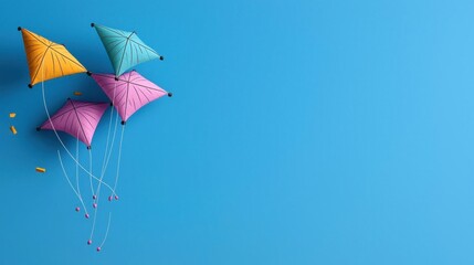 Obraz premium Whimsical illustration of colorful kites flying during a cultural celebration. High Quality