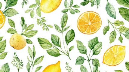 Hand-painted watercolor vegetables and herbs, vibrant colors on a white background, fresh and artistic layout