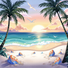 Obraz premium beach with palm trees
