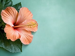 Hibiscus Flower on a Soft Green Background