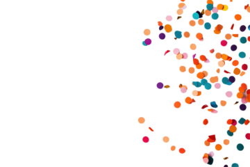 Colorful confetti abstract design with vibrant circles on a dark background, perfect for creativity. transparent background.