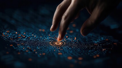 DNA strand glowing on a holographic interface, closeup of genetic engineering technology in use