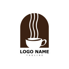 Cup of aromatic coffee, silhouette. flat vector illustration.
