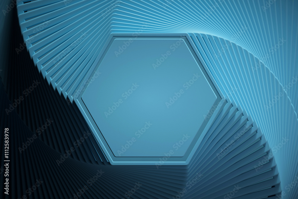 Fototapete 3D rendering with hoops in fancy dynamism. Simulating movement from top to bottom with marked light and shadows. 3D shapes with moving scale.