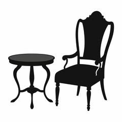 Chair Table A Silhouette Vector