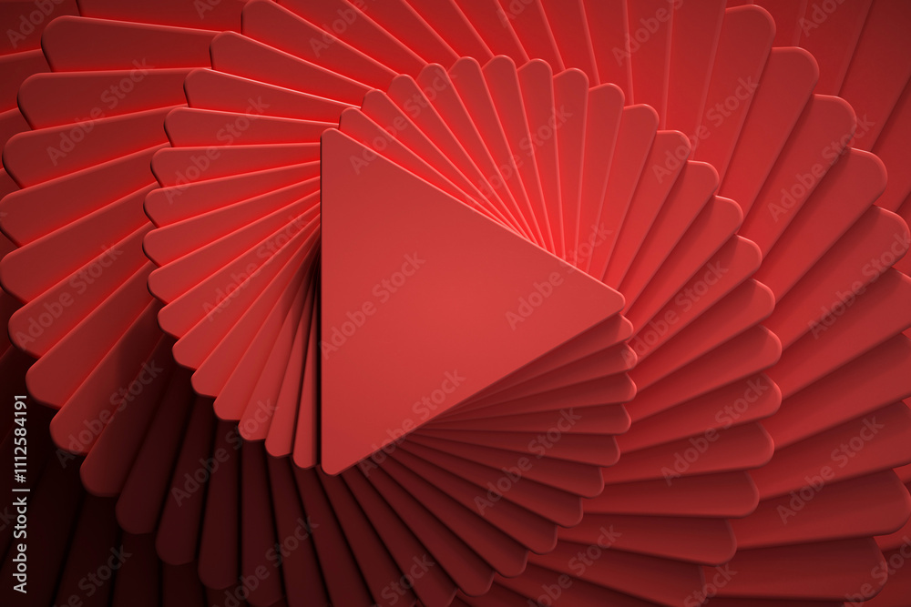Fototapete 3D rendering with hoops in fancy dynamism. Simulating movement from top to bottom with marked light and shadows. 3D shapes with moving scale.