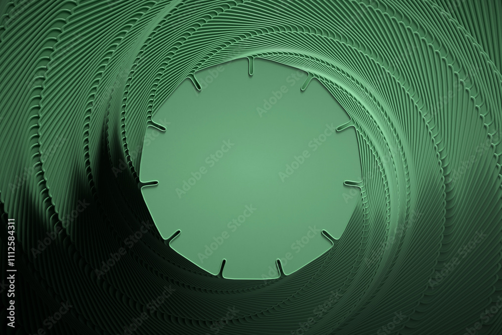 Fototapete 3D rendering with hoops in fancy dynamism. Simulating movement from top to bottom with marked light and shadows. 3D shapes with moving scale.