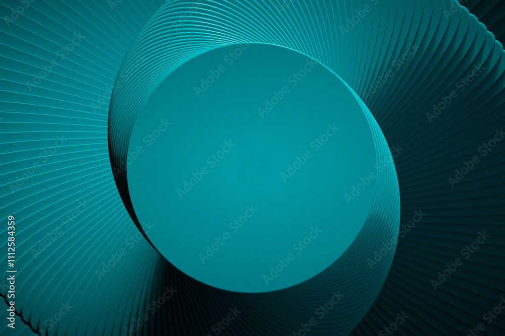 Fototapete 3D rendering with hoops in fancy dynamism. Simulating movement from top to bottom with marked light and shadows. 3D shapes with moving scale.