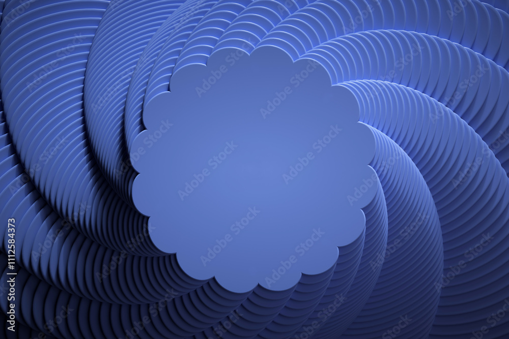 Fototapete 3D rendering with hoops in fancy dynamism. Simulating movement from top to bottom with marked light and shadows. 3D shapes with moving scale.