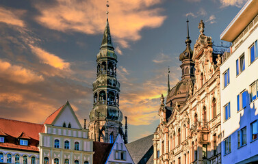 View of the Skyline from Zwickau in Saxony with Old cathedral in east germany