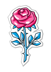 Fototapeta premium Rose flower for Valentine Day. Holiday romantic sticker and love symbol.