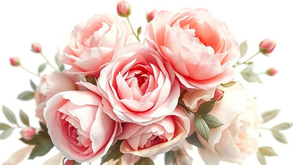 Watercolor roses and peony flowers in a romantic, vintage-inspired arrangement, garden decor, soft pastels, watercolor roses, wedding ideas.