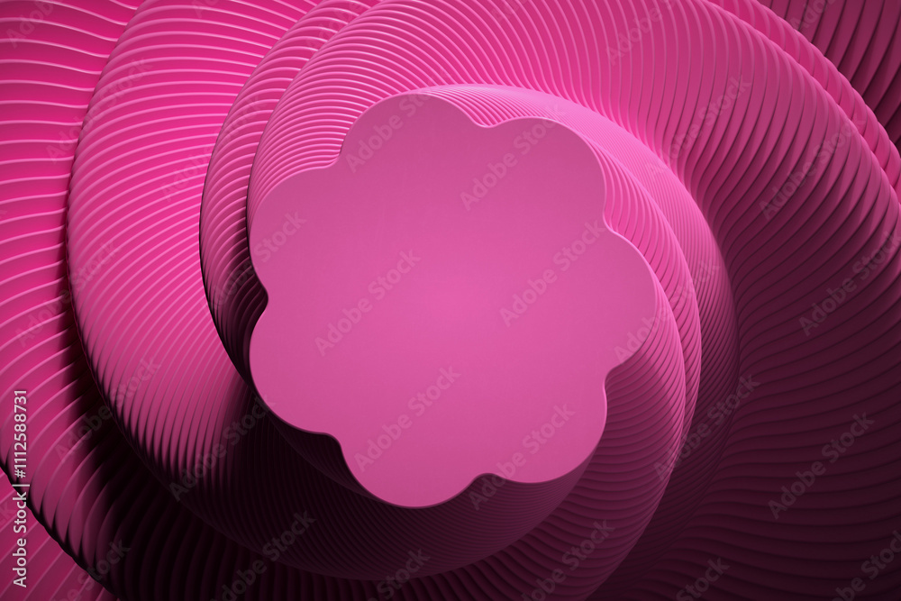 Fototapete 3D rendering with hoops in fancy dynamism. Simulating movement from top to bottom with marked light and shadows. 3D shapes with moving scale.