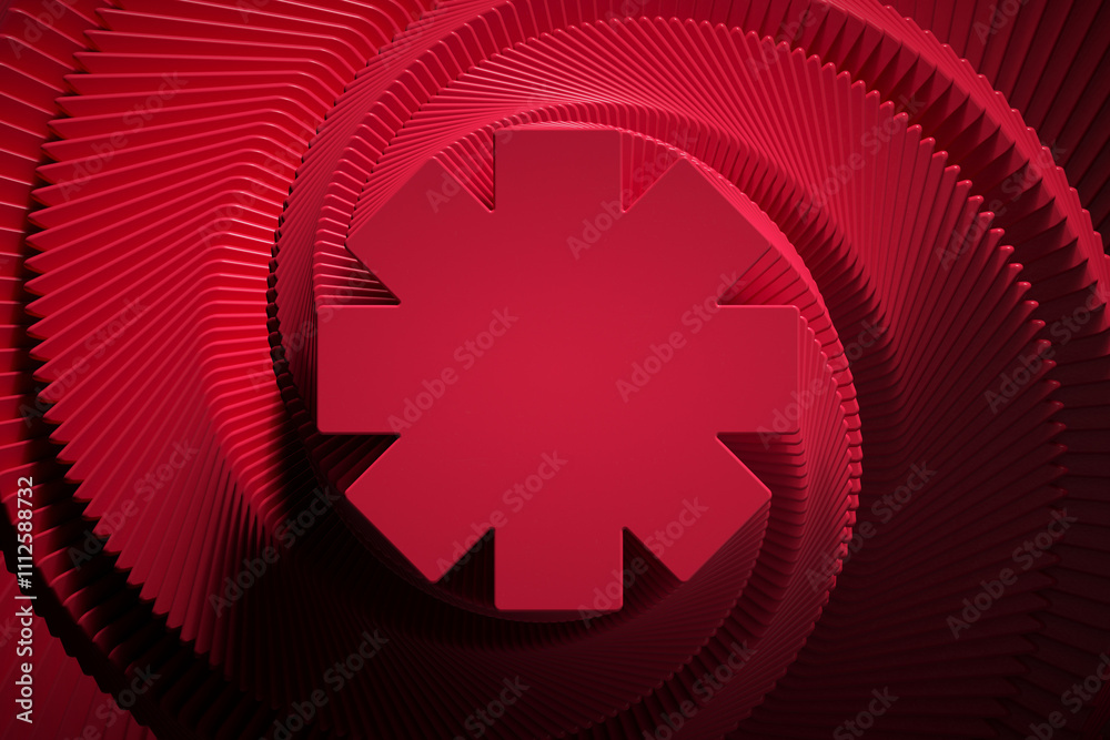 Fototapete 3D rendering with hoops in fancy dynamism. Simulating movement from top to bottom with marked light and shadows. 3D shapes with moving scale.