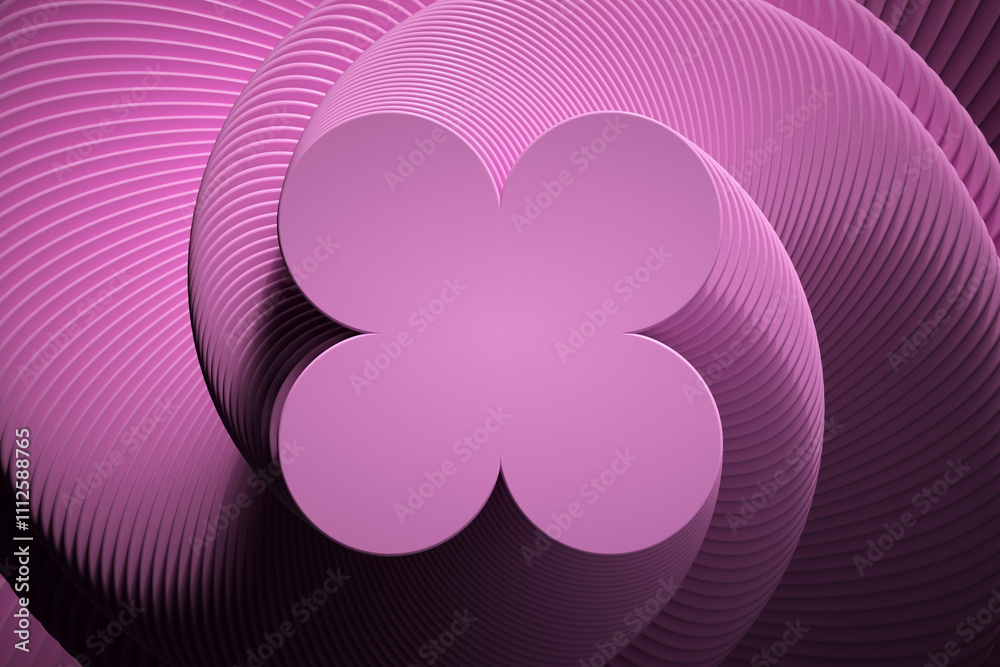 Fototapete 3D rendering with hoops in fancy dynamism. Simulating movement from top to bottom with marked light and shadows. 3D shapes with moving scale.