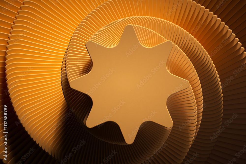 Fototapete 3D rendering with hoops in fancy dynamism. Simulating movement from top to bottom with marked light and shadows. 3D shapes with moving scale.