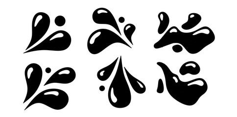 black water splash set element illustration