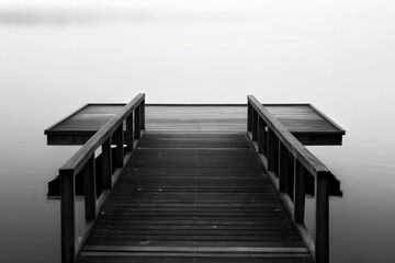 Obraz premium Minimalist Black Wooden Pier Over Calm Waters