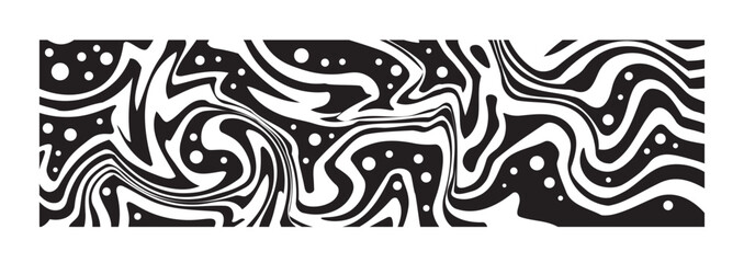 Obraz premium Psychedelic trippy pattern figure. Geometric collage and composition. Wavy black splashes. Template for poster or banner. Linear vector illustration
