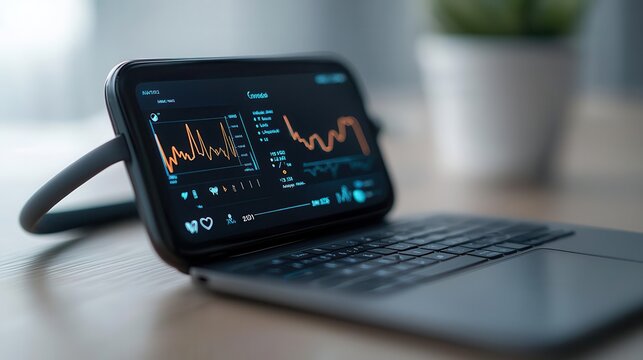 Macro shot of the AIpowered health analysis in a wearable, providing personalized insights and recommendations