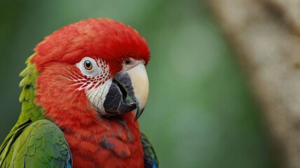 Close-up of a vibrant red headed parrot, Parrot, Bird, Close-up, Red, Colorful, Feathers, Wildlife, Exotic, Tropical