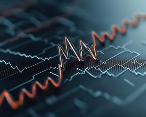 Fototapeta premium Macro shot of a wearable ECG sensor, monitoring heart rhythms for early detection of arrhythmias