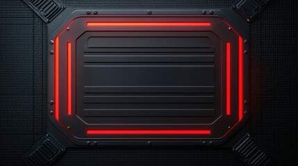 Obraz premium A sleek, futuristic panel with glowing red lines on a dark textured background, suggesting a sci-fi or technological theme.