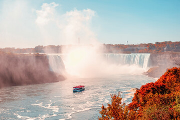 beautiful view of Niagara Falls from Canada in autumn