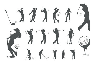Set of golfer silhouette