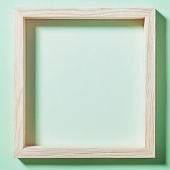 Fototapeta premium Wooden frame on mint background with ample space for text.
