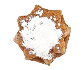 Top view of Pandoro, traditional italian christmas sweet, on white background for copy space.