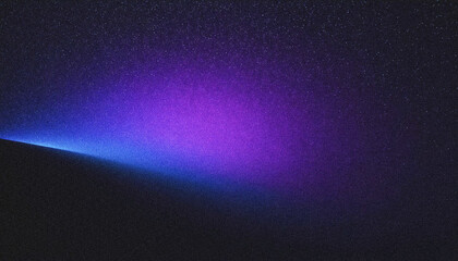 Abstract grainy grain background in dark purple, blue, and black, glowing noise light beam shapes, cosmic, Sci-fi, retro aurora effects, celestial atmosphere.