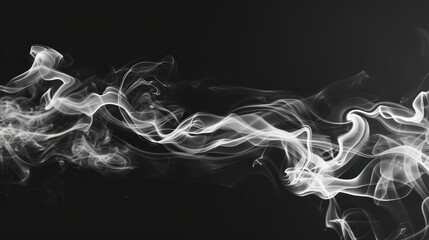 Close-up shot of a fine white smoke plume against a black background.