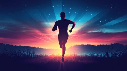 Naklejka premium Dynamic Runner in Abstract Vibrant Background Illustration