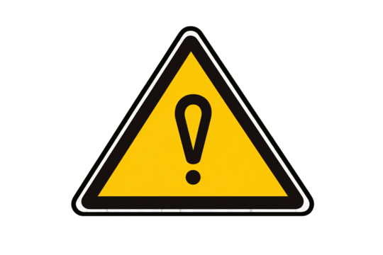 a yellow triangle sign with a black exclamation mark