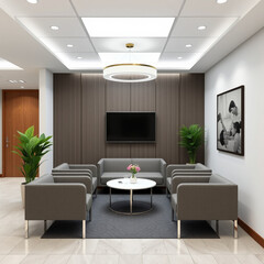 Office waiting room interior 3d rendering