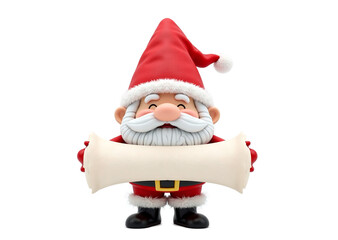 Obraz premium A festive Christmas gnome, adorned in vibrant colors, clutches a parchment scroll, ready to share joyful holiday tales