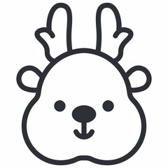 Christmas reindeer vector line icon isolated on a white background.