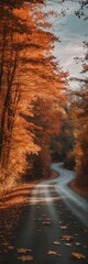 Sketch Drawing Road Autumn Themed Wallpaper Background