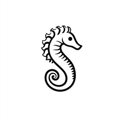 Fototapeta premium Simple Black Line Art Seahorse Illustration.