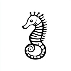Fototapeta premium Stylized seahorse illustration, black and white line art.