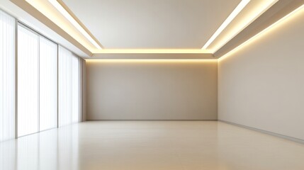 Fototapeta premium Clean empty room with soft lighting and simple lines
