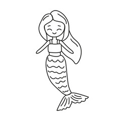 Cute hand drawn mermaid. Vector illustration on white background.