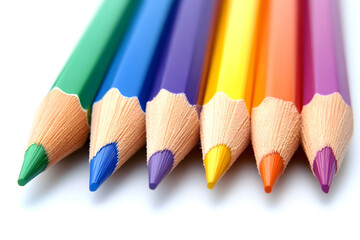 Fototapeta premium Colorful pencils arranged in neat row. Perfect for artistic expression and creativity